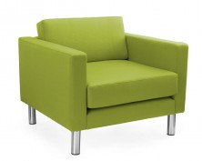 Lulu Single Lounge With Arms. Chrome Legs. Any Fabric Colour